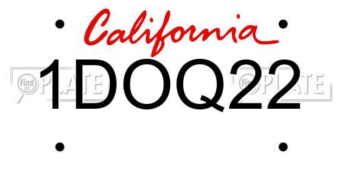 1DOQ22 California License Plate