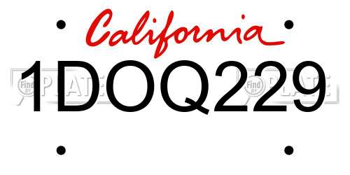 1DOQ229 California License Plate