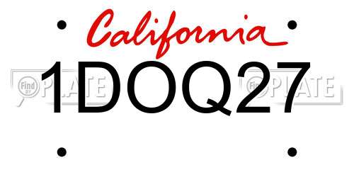 1DOQ27 California License Plate