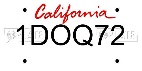 1DOQ72 California License Plate