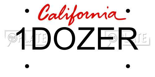 1DOZER California License Plate