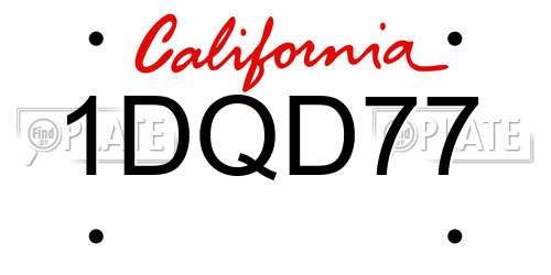 1DQD77 California License Plate