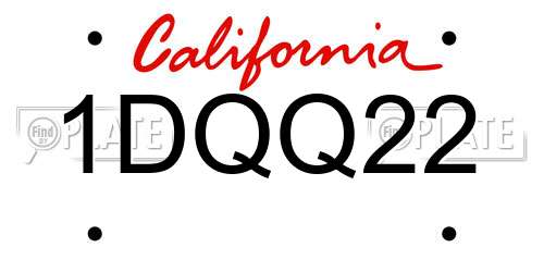 1DQQ22 California License Plate