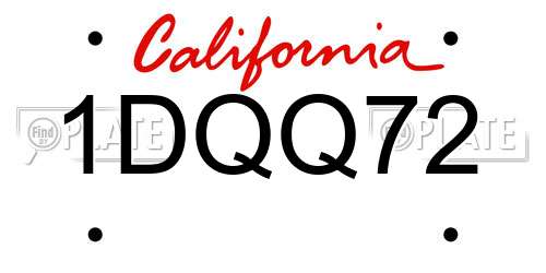 1DQQ72 California License Plate