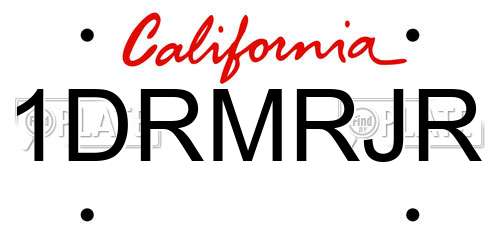 1DRMRJR California License Plate