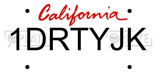 1DRTYJK California License Plate
