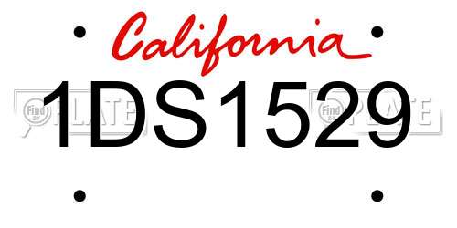 1DS1529 California License Plate