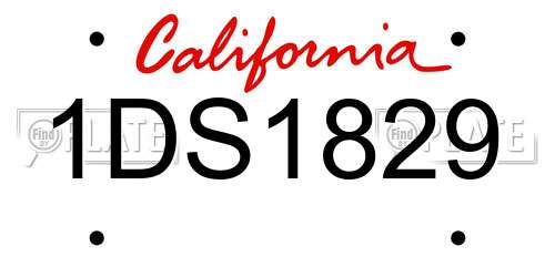 1DS1829 California License Plate