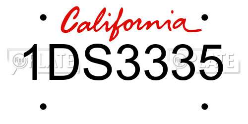 1DS3335 California License Plate