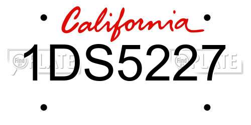 1DS5227 California License Plate