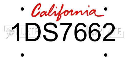 1DS7662 California License Plate