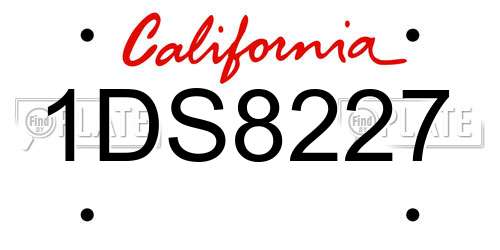 1DS8227 California License Plate