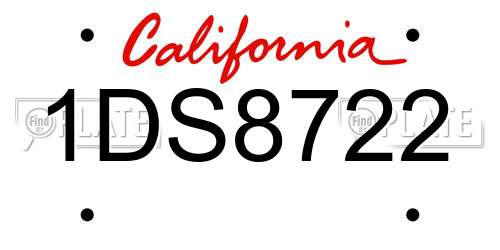 1DS8722 California License Plate