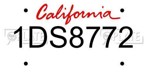 1DS8772 California License Plate