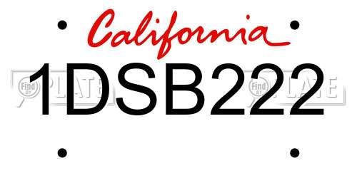 1DSB222 California License Plate