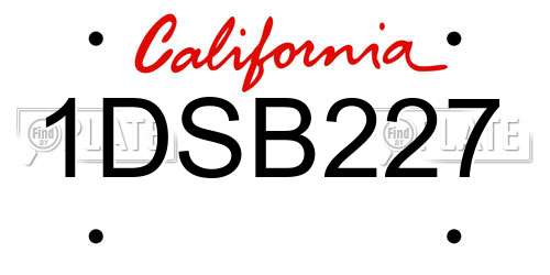 1DSB227 California License Plate