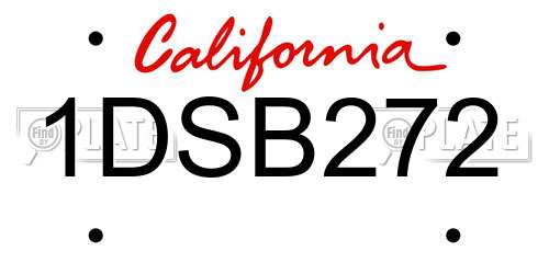 1DSB272 California License Plate