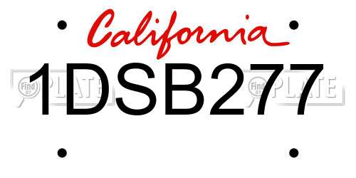 1DSB277 California License Plate