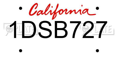 1DSB727 California License Plate