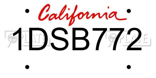 1DSB772 California License Plate