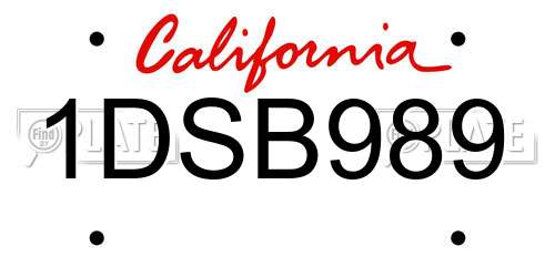 1DSB989 California License Plate