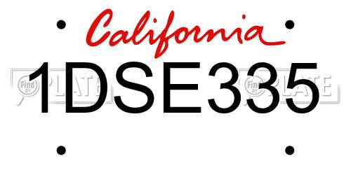 1DSE335 California License Plate