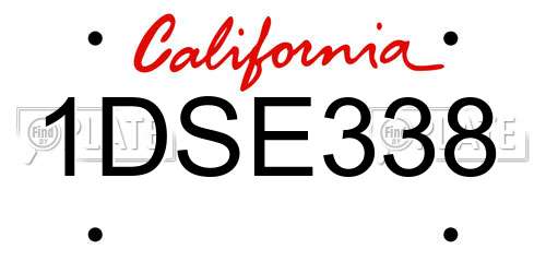 1DSE338 California License Plate