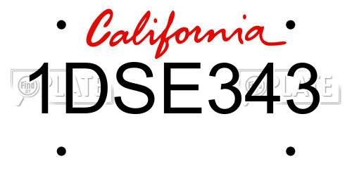 1DSE343 California License Plate