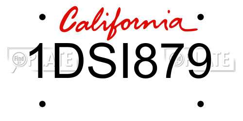 1DSI879 California License Plate