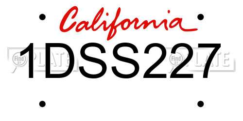 1DSS227 California License Plate