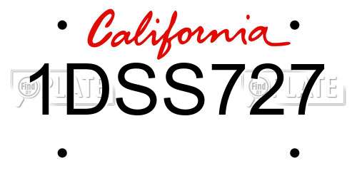 1DSS727 California License Plate
