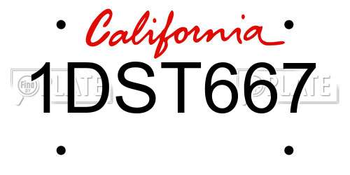 1DST667 California License Plate