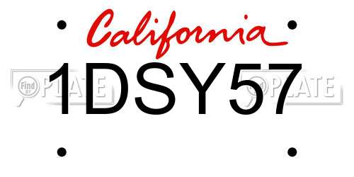 1DSY57 California License Plate