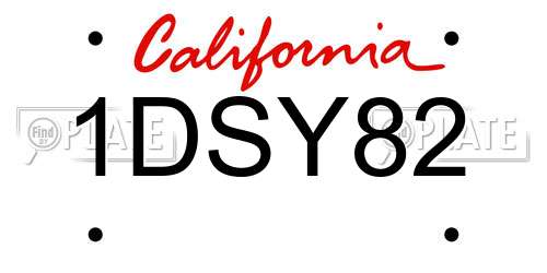 1DSY82 California License Plate