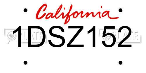 1DSZ152 California License Plate