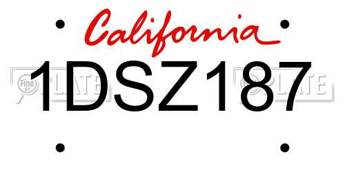 1DSZ187 California License Plate