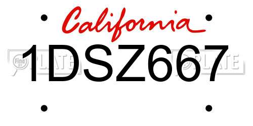 1DSZ667 California License Plate