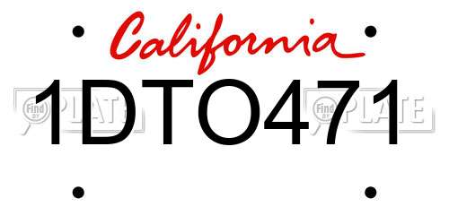 1DTO471 California License Plate