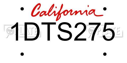 1DTS275 California License Plate