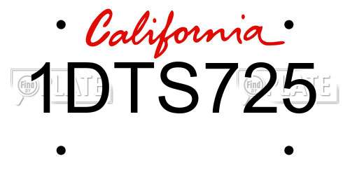 1DTS725 California License Plate