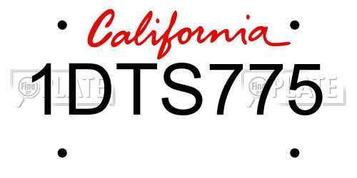 1DTS775 California License Plate