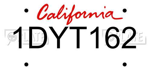 1DYT162 California License Plate
