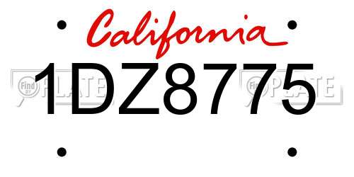1DZ8775 California License Plate