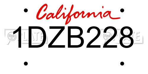 1DZB228 California License Plate
