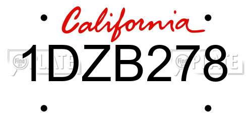 1DZB278 California License Plate