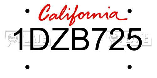 1DZB725 California License Plate