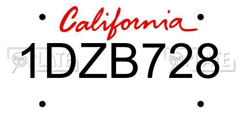 1DZB728 California License Plate