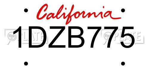 1DZB775 California License Plate