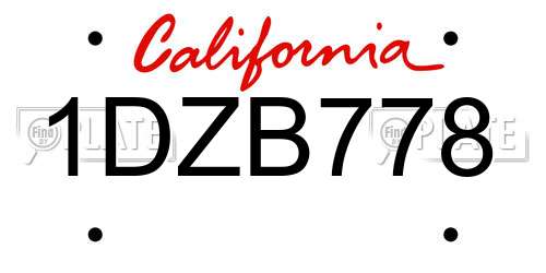 1DZB778 California License Plate