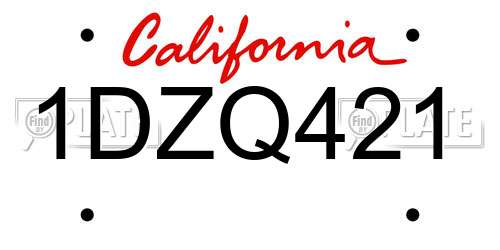 1DZQ421 California License Plate